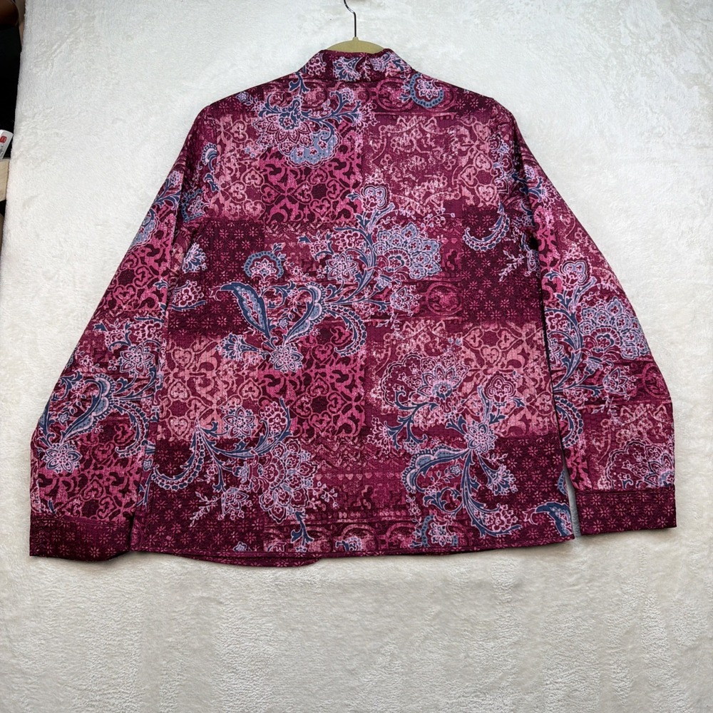 Coldwater Creek Quilted Jacket Women's XS Paisley Patchwork Zip Pink Blue - Picture 7 of 11